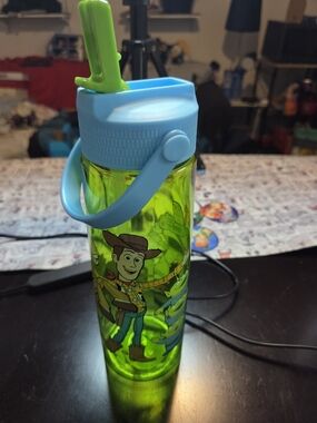 Disney Toy Story Water Bottle with Blue Lid and Handle